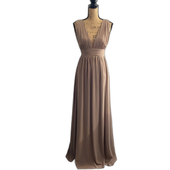 Lulus Heavenly Hues Taupe Tan Maxi Dress Formal Prom Bridesmaid Wedding Size XS - Picture 2 of 10